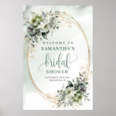 Waterverf Groenery Gouden Bruiloftsontvangstbord Poster (Voorkant)