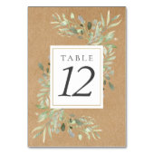 Waterverf Groenery Rustieke Kraft Tafel Nummers Kaart (Achterkant)