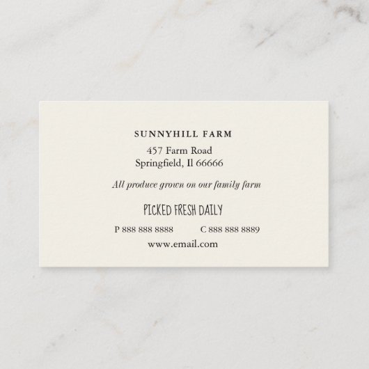 Waterverf Groente op gebroken wit Visitekaartje (Achterkant)