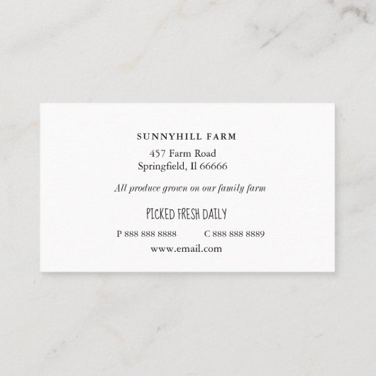 Waterverf Groente op Wit Visitekaartje (Achterkant)