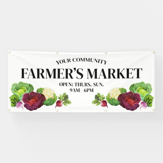 Waterverf groenten Aangepaste boerenmarktbanner Spandoek (Horizontaal)