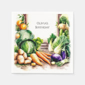 Waterverf Groenten Boeren Markt Verjaardag Servet (Voorkant)