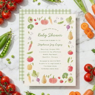 Waterverf Groenten Boerenmarkt Baby Shower Kaart