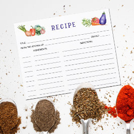 Waterverf groenten, culinaire recept Kaart