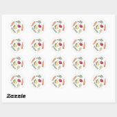 Waterverf groenten en fruit ronde sticker (Vel)