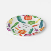 Waterverf groenten familie monogram papieren bordje (Gekanteld)