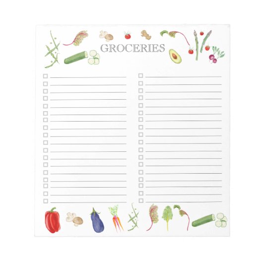 Waterverf Groenten Kruidenier Lijst Notitieblok (Voorkant)