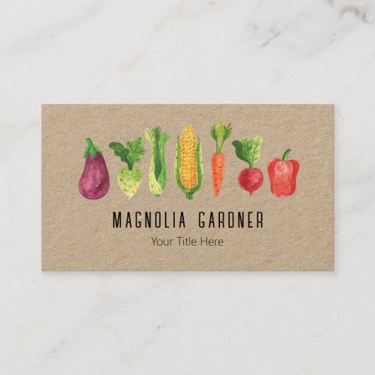Waterverf groenten Landscaping Gardener Visitekaartje (Voorkant)
