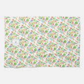 Waterverf groenten patroon met monogram theedoek (Horizontaal)