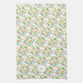 Waterverf groenten patroon met monogram theedoek (Verticaal)