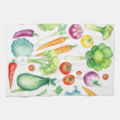 Waterverf groenten patroon met monogram theedoek (Horizontaal)
