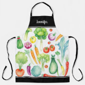 Waterverf Groenten Patroon Monogram Naam Schort (Voorkant)