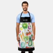 Waterverf Groenten Patroon Monogram Naam Schort (Gedragen)