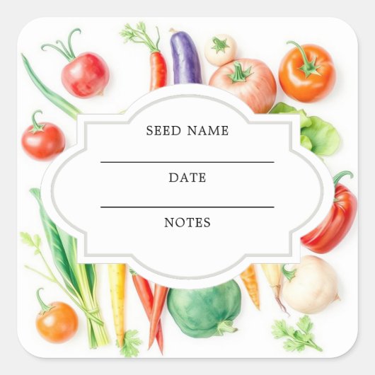 Waterverf groenten patroon zaad saver envelop vierkante sticker (Voorkant)