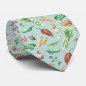 Waterverf Groenten & Specerijen Patroon Stropdas (Opgerold)