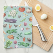 Waterverf Groenten & Specerijen Patroon Theedoek (Quarter Fold)