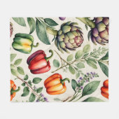 Waterverf Groentetuin Patroon Fleece Deken (Voorkant (Horizontaal))