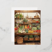 Waterverf Groentewinkel Achtergrond Folie Feestdagen Briefkaart (Voorkant / Achterkant)