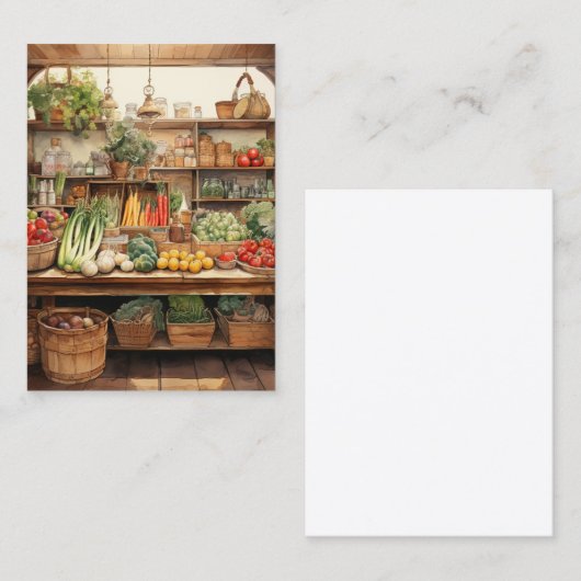 Waterverf Groentewinkel Achtergrond Visitekaartje (Voorkant / Achterkant)