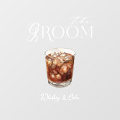 Waterverf Groom Cocktail Wedding Bar Sign Cling Raamsticker (Vel)