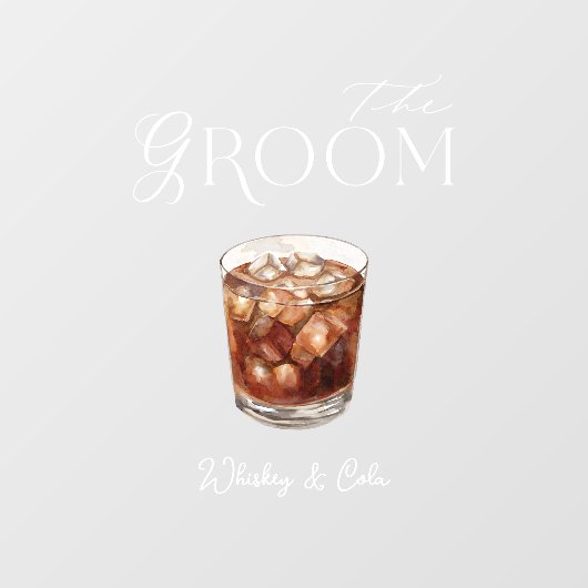 Waterverf Groom Cocktail Wedding Bar Sign Cling Raamsticker (Vel)