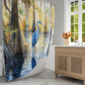 Waterverf Groot Blauw Heron Cypress Swamp Douchegordijn