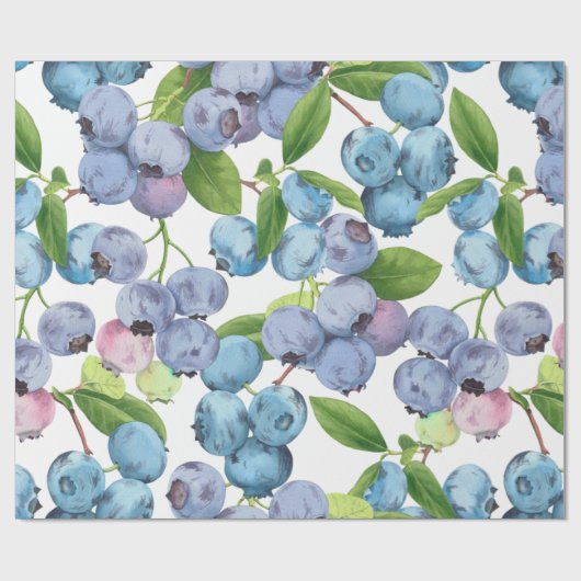 Waterverf Groot bosbessenfruit Cadeaupapier (Vlak)