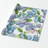 Waterverf Groot bosbessenfruit Cadeaupapier (Uitgerold)