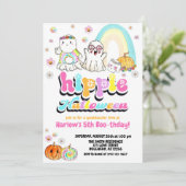 Waterverf Groovy Ghost Hippie Halloween Verjaardag Kaart (Staand voorkant)