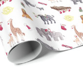 Waterverf Grote 5 Zuid-Afrikaanse dieren Kerstmis Cadeaupapier (Rol Hoek)