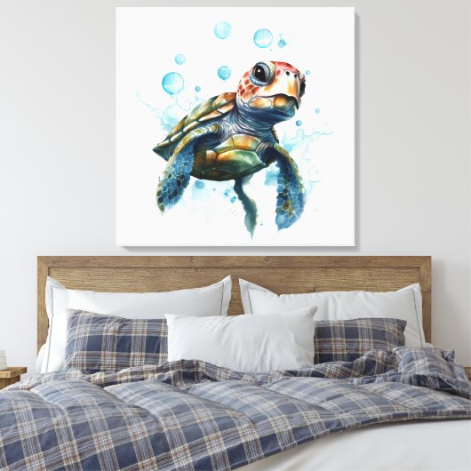 Waterverf grote Baby Zee Canvas Afdruk (Insitu (Slaapkamer))