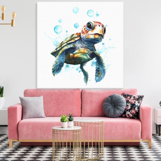 Waterverf grote Baby Zee Canvas Afdruk (Insitu (Woonkamer))