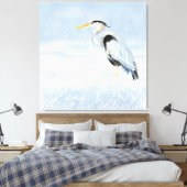 Waterverf - Grote Blauwe Heron Bird Natuur Art Canvas Afdruk (Insitu (Slaapkamer))
