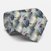 Waterverf Grote Blauwe Heron Vogels Natuur Kunst Stropdas (Opgerold)