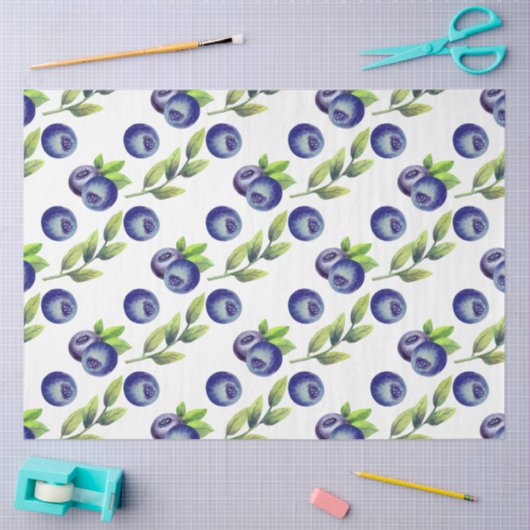 Waterverf grote bosbessen patroon weefsel papier (Craft)