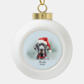 Waterverf Grote Deen Santa Hat Gepersonaliseerd Keramische Bal Ornament (Voorkant)