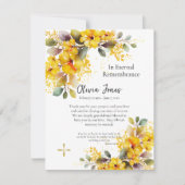 Waterverf Grote Gele Bloemen Begrafenis Bedankkaart (Voorkant)