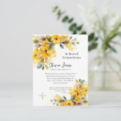 Waterverf Grote Gele Bloemen Begrafenis Bedankkaart (Staand voorkant)