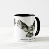 Waterverf Grote Grijze Owl, Natuur Bird Mok (Voorkant rechts)