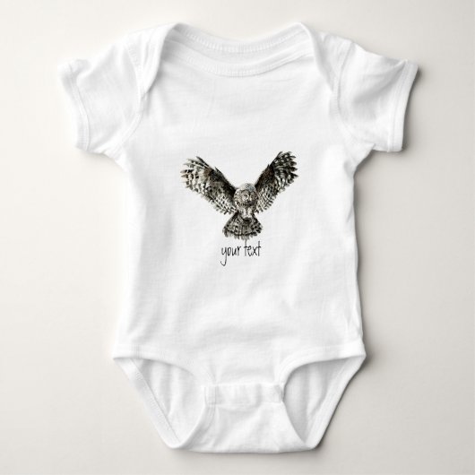 Waterverf Grote Grijze Owl, Natuur Bird Romper (Voorkant)