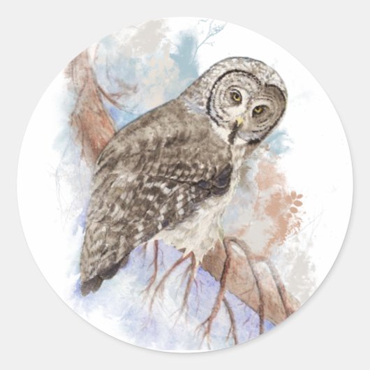 Waterverf Grote Grijze vogelgriep Natuur kunst Ronde Sticker (Voorkant)