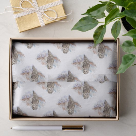 Waterverf Grote Grijze vogelgriep Natuur kunst Tissuepapier (Geschenk)