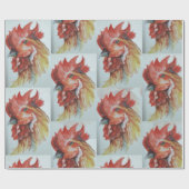 Waterverf grote haan cadeaupapier (Vlak)