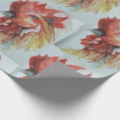 Waterverf grote haan cadeaupapier (Hoek)