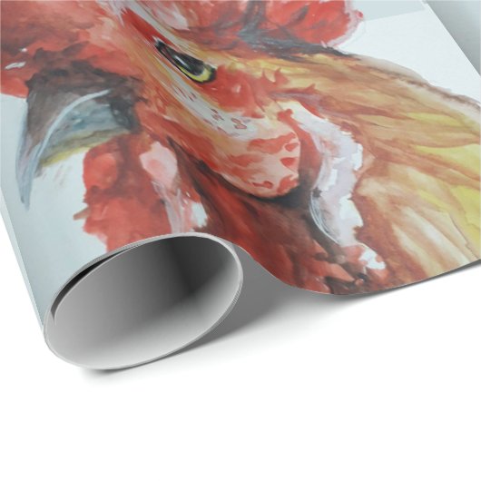 Waterverf grote haan cadeaupapier (Rol Hoek)