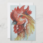 Waterverf grote haan feestdagenkaart (Voorkant)