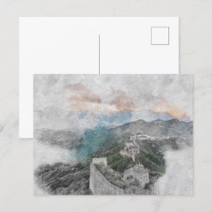 Waterverf grote muur van china briefkaart