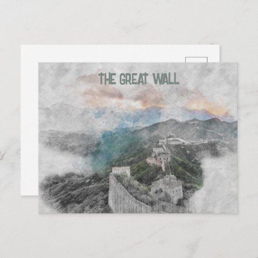 Waterverf Grote Muur van China Briefkaart – Histor (Voorkant / Achterkant)