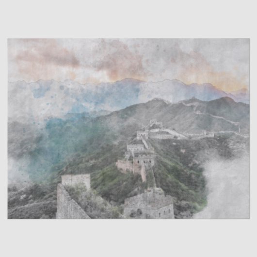 Waterverf grote muur van china tissuepapier (Voorkant)