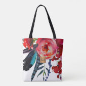 Waterverf grote pioenen metallic koper monogram tote bag (Achterkant)